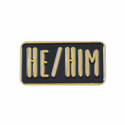 Lapel Pins - He/Him Black/Gold