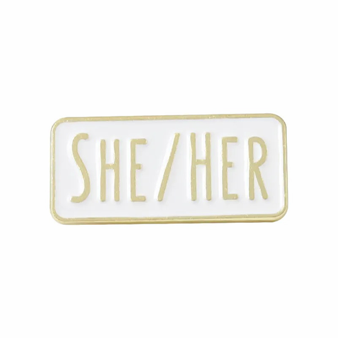 Lapel Pins - She/Her White/Gold