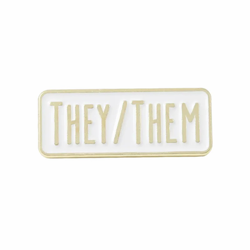 Lapel Pins - They/Them White/Gold