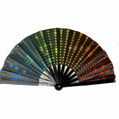 Large Clack Fans - Rainbow Neon Dots 13"
