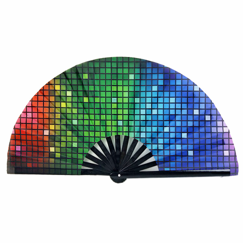 Large Clack Fans - Rainbow Squares 13"