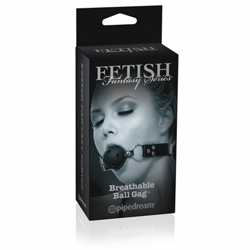 Leather Breathable Ball Gag Black Adjustable Silicone