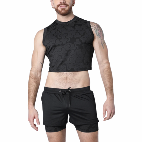 Letterman Crop Top Black