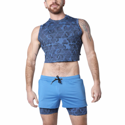 Letterman Crop Top Blue
