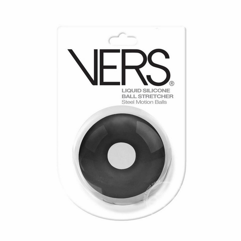 Liquid Silicone Ball Stretcher with Steel Motion Balls Black 1.3" Silicone