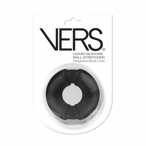 Liquid Silicone Ball Stretcher with Weighted Steel Core Black 1.5" Silicone