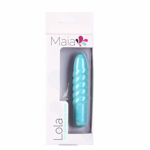 LOLA USB Rechargeable Silicone 10-Function Vibrating Twisty Bullet Teal Blue 3.5" Silicone