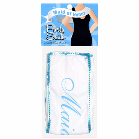 Maid of Honor Party Sash White/Blue 6'