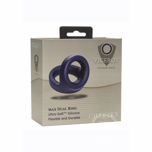 Max Dual Ring Silicone Cock Ring  Blue One Size Silicone