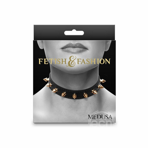 Medusa Collar Black/Gold Adjustable PU