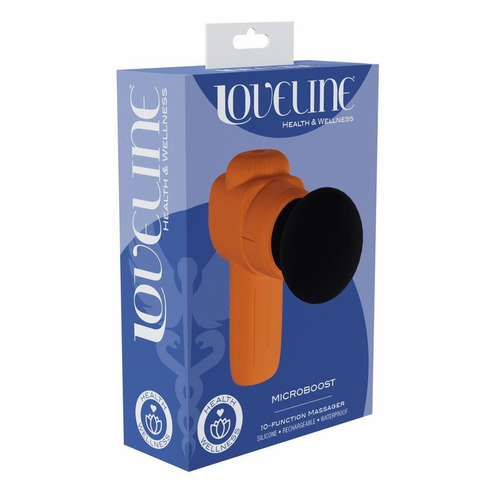 MicroBoost 10 Function Vibrating Rechargeable Silicone Massasger Orange 4" Silicone