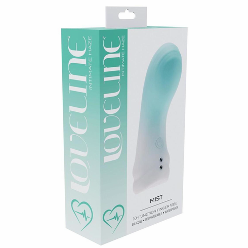 Mist 10 Function Rechargeable Silicone Finger Vibrator Green 3.25" Silicone