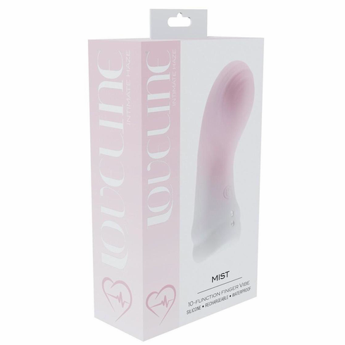 Mist 10 Function Rechargeable Silicone Finger Vibrator Pink 3.25" Silicone