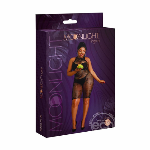 Moonlight Lingerie Mini Dress Black Plus