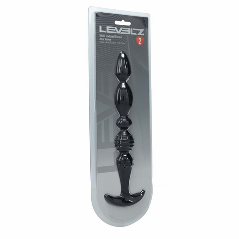 Multi Textured Silicone Flared Anal Probe Black 10" Silicone