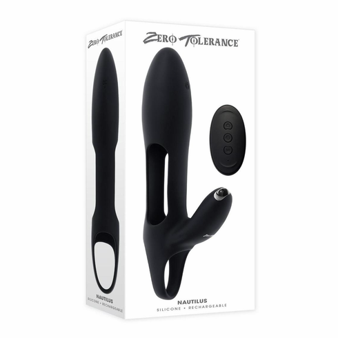 Nautilus Rechargeable Silicone Penis Sleeve Black 6" Silicone Remote