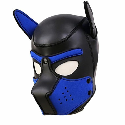 Neoprene Puppy Hood Black and Blue One Size