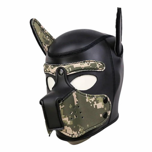 Neoprene Puppy Hood Black and Camo One Size