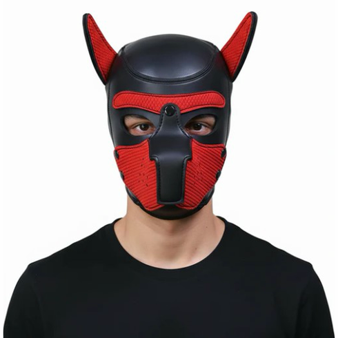 Neoprene Puppy Hood Black and Red One Size