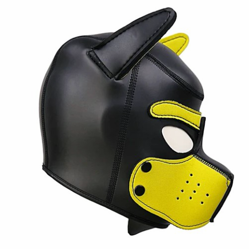 Neoprene Puppy Hood Black and Yellow One Size