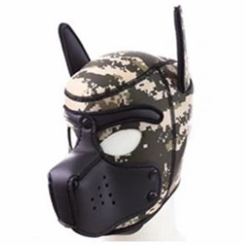 Neoprene Puppy Hood Camo and Black One Size