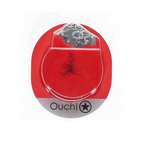 Ouch! Heavy-Duty Fluffy Handcuffs Red One Size
