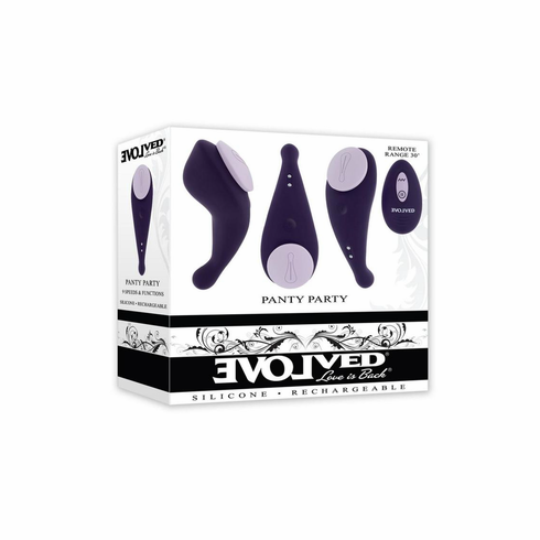 Panty Party Rechargeable Silicone Panty Vibrator with Remote Purple 4" Silicone Remote