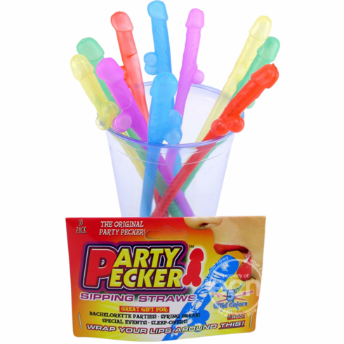 Party Pecker Sipping Straws - 10/pk Various