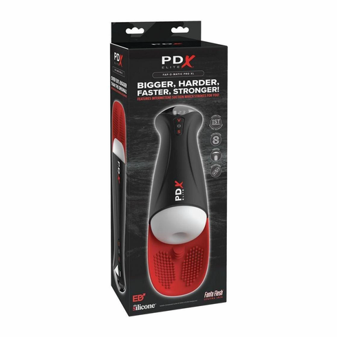 PDX Elite Fap-O-Matic Pro XL Rechargeable Masturbator Black/Red 13.7" TPE/TPR/ABS