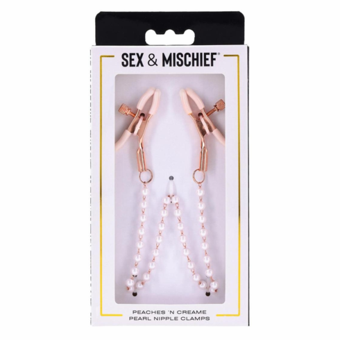 Peaches 'n Cream Pearl Nipple Clamps Ivory/Rose Adjustable TPE/TPR/ABS