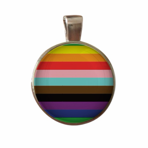 Pendant/Necklaces - Glass Cabochon Rainbow Adjustable