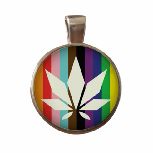 Pendant/Necklaces - Glass Cabochon Rainbow Adjustable