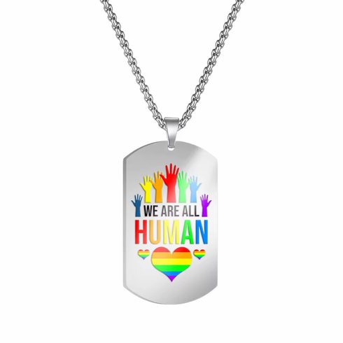 Pendants/Necklaces - All Human Rainbow Adjustable Dog Tag