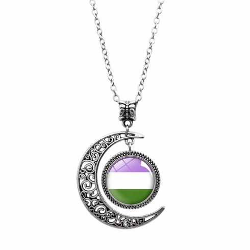 Pendants/Necklaces - Crescent Moon Genderqueer
