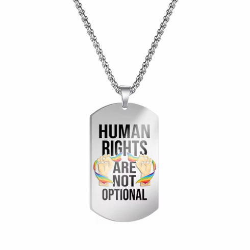 Pendants/Necklaces- Human Rights Rainbow Adjustable Dog Tag