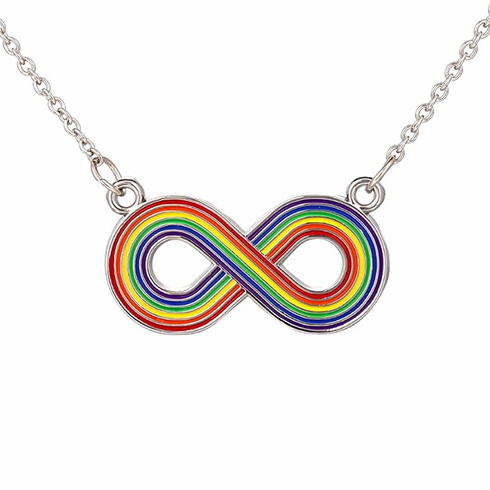 Pendants/Necklaces- Infinity / Rainbow Pride Silver Adjustable