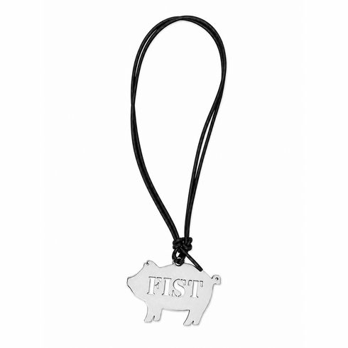 Pendants/Necklaces- Pig Kink / Fist Silver Adjustable Dog Tag