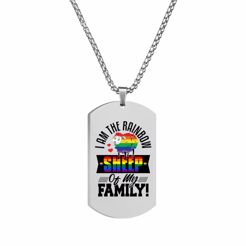 Pendants/Necklaces - Rainbow Sheep Rainbow Adjustable Dog Tag