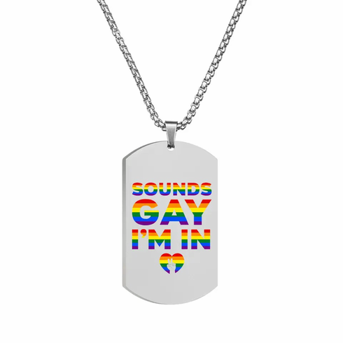 Pendants/Necklaces - Sounds Gay…I'm In Rainbow Adjustable Dog Tag