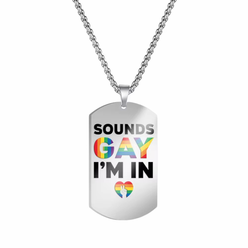Pendants/Necklaces - Sounds gay Rainbow Adjustable Dog Tag
