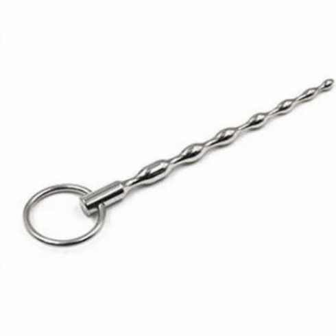 Penis Sound - Beaded Wavy Style Silver 4.75" Stainless Steel