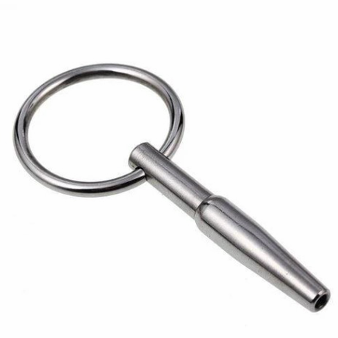 Penis Sound - Cum-Thru Plug Silver 4.75" Stainless Steel