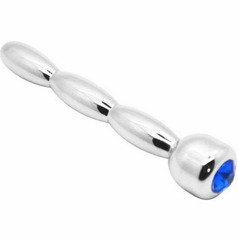 Penis Sound - Gem tip Silver/Blue 5" Stainless Steel
