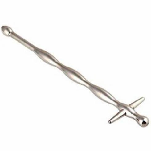 Penis Sound - Wavy Cross Top Silver 5" Stainless Steel