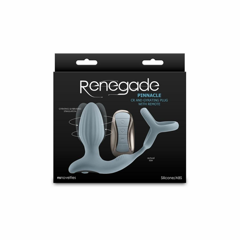 Pinnacle Rechargeable Silicone Prostate Stimulator with Remote  Gray 3.7" Silicone Remote