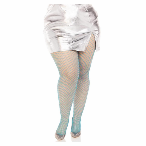 Plus Gaia Spandex Net Industrial Tights Neon Blue Plus Pantyhose