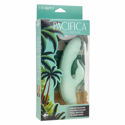 Polynesia Rechargeable Silicone Dual Vibrator Teal 4" Silicone