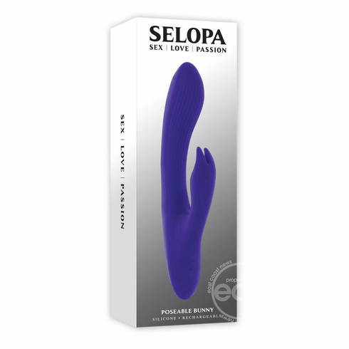 Poseable Bunny Rechargeable Silicone Rabbit Vibrator Purple 8.2" Silicone