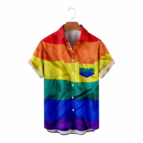 Pride Button Up Shirts Rainbow D1