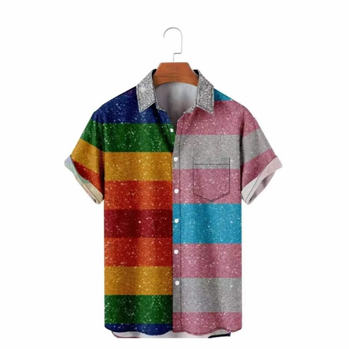 Pride Button Up Shirts Rainbow D3